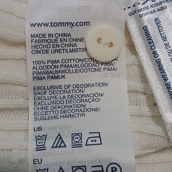 Tommy Hilfiger Long Sleeve White Button up Sweater. Office Modest, Minimalist. - Picture 4 of 12